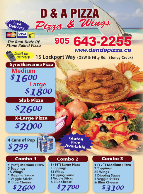 DandA Pizza Wings Stoney Creek Winona Ontario. Restaurants and Eats