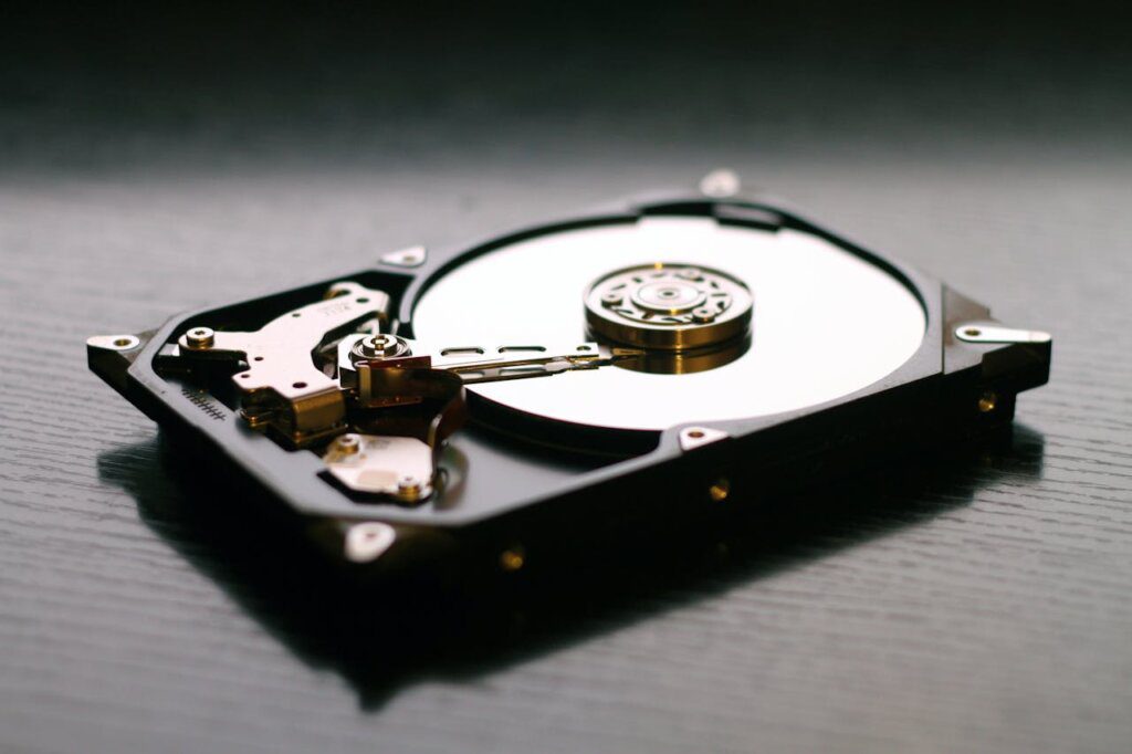 A picture of a black and gray hard drive