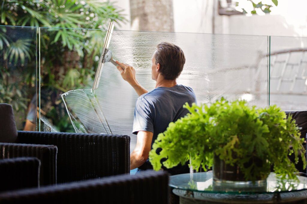 A man working outside.